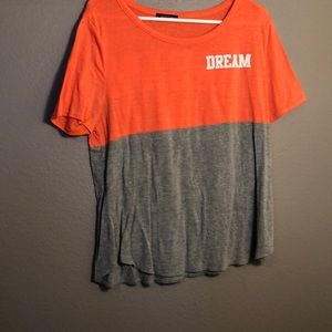 Bright orange and gray dream top